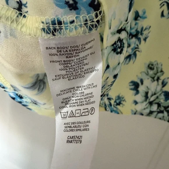 LOFT Sleeveless Floral Blouse - Soft Yellow and Blue - Picture 3 of 4